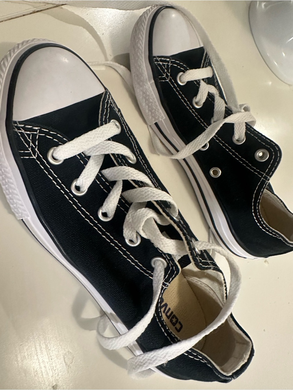 Converse Kids Black and White Low-Top Canvas Sneakers